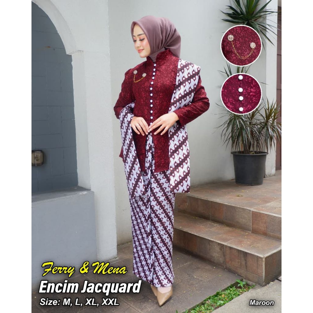 Dewi Kebaya Encim Jacquard fukuro / Kebaya Busui Modern / Kebaya Pesta Jumbo Ld 120cm / Kebaya Elega