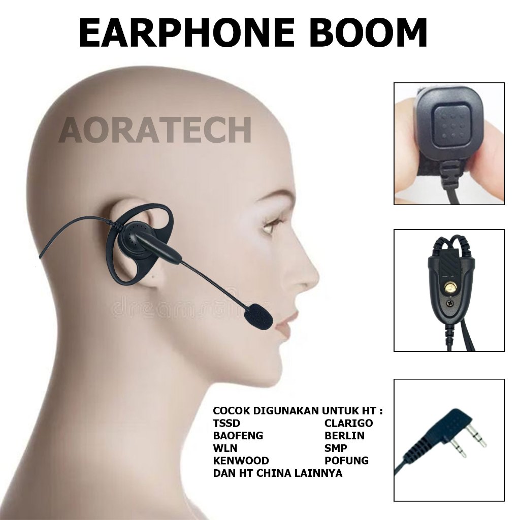EARPHONE BOOM MIC HT CHINA WLN BAOFENG TSSD BERLIN DLL