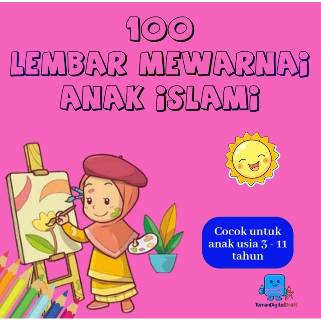 100 Lembar mewarnai anak  / Worksheet mewarnai islami pdf
