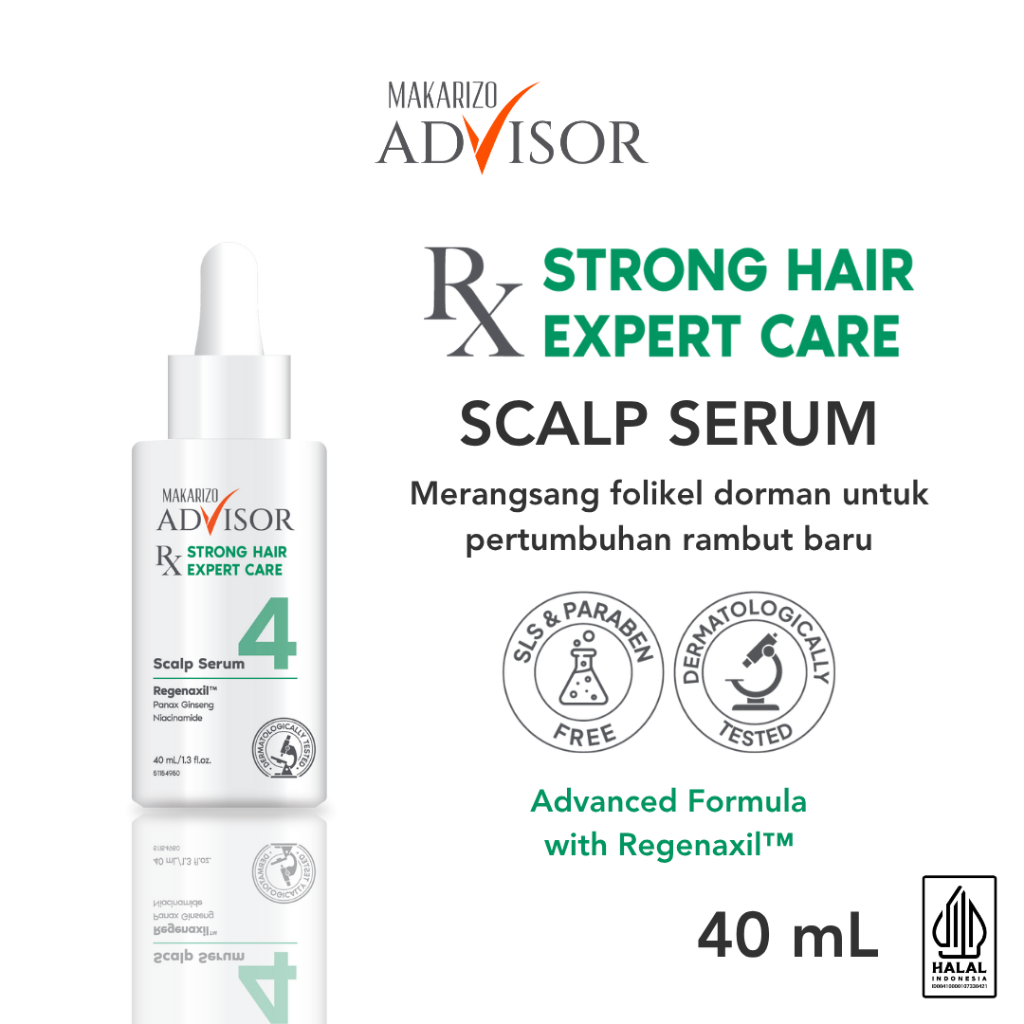 Makarizo Advisor RX Strong Hair Expert Care Scalp Serum 40mL - Atasi Rambut Rontok, Kebotakan Dini, Menumbuhkan Rambut / Non SLS / Silicone-Free