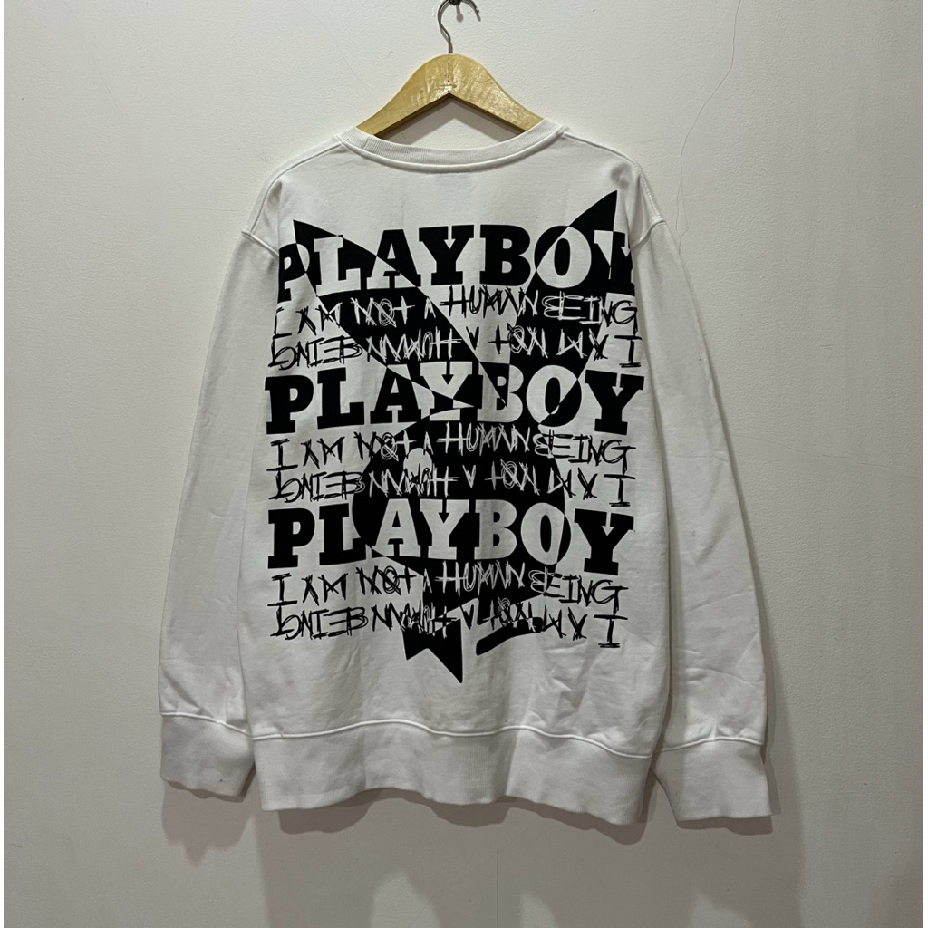 Crewneck I AM NOT A HUMAN BEING X PLAYBOY Big Logo White / Sweatshirt PLAYBOY X I AM NOT A HUMAN BEI