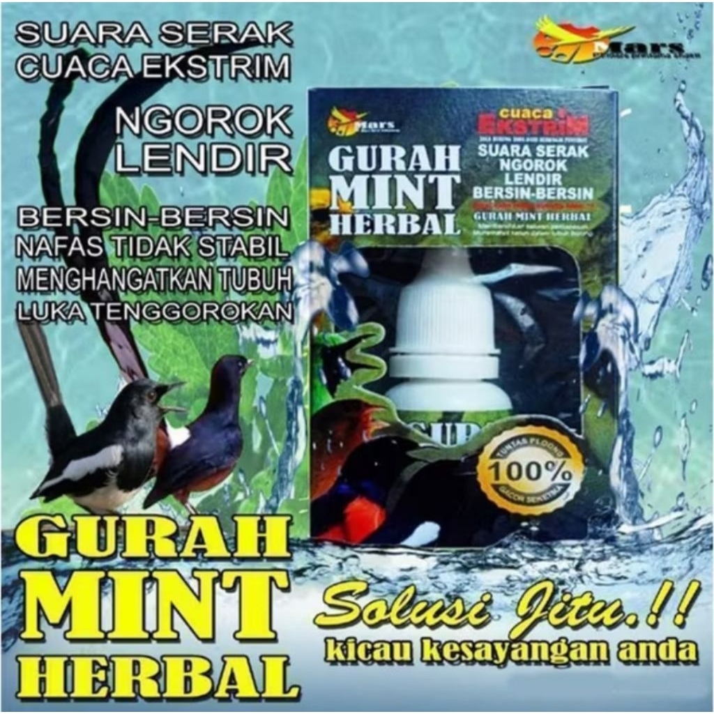 GURAH MINT OBAT SERAK BURUNG MURAI DAN KICAU LAINNYA VITAMIN GURAH BURUNG