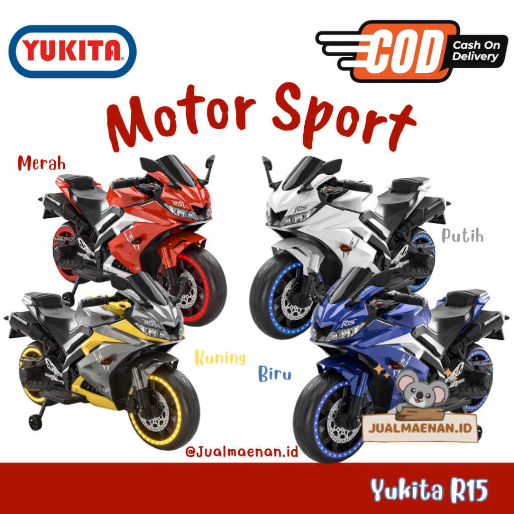 Mainan Motor Aki Anak Yukita R15 Motor Sport - Kuning