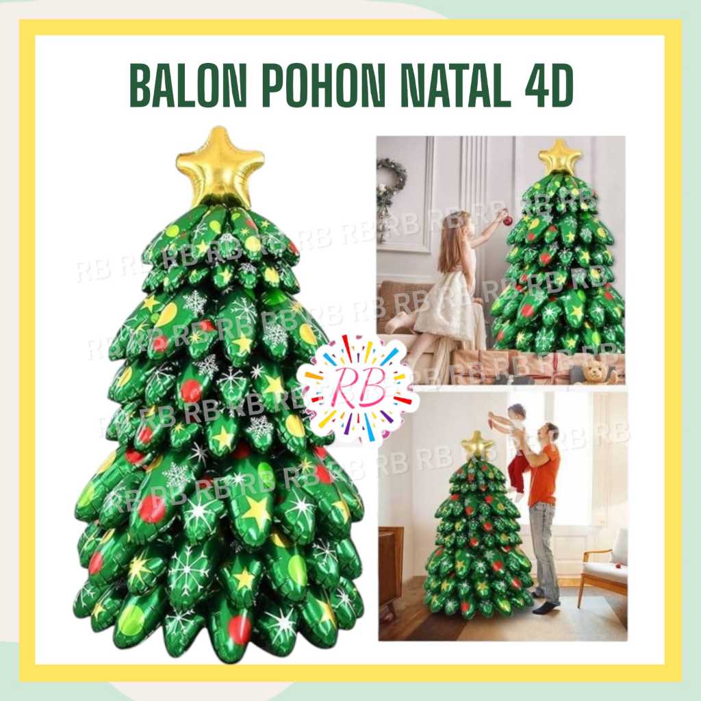 Balon POHON NATAL 4D / Balon Foil Pohon Natal Berdiri Merry Christmas Tree