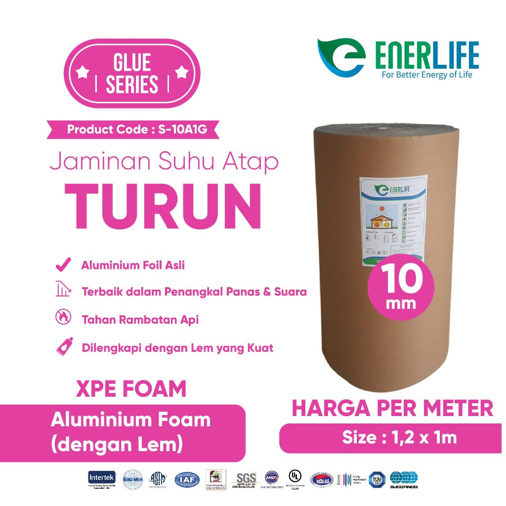 Insulasi Atap Perekat Otomatis 10mm  Peredam Atap & Suara| Aluminium Foil Glue Tebal (Per Meter)