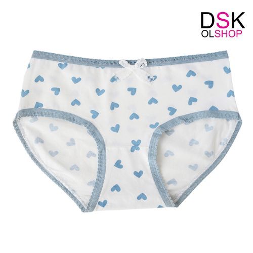 DSKMALL Cd Imut Fashion Jepang Celana Dalam Wanita Katun Mid Waist Motif Biru CD1089