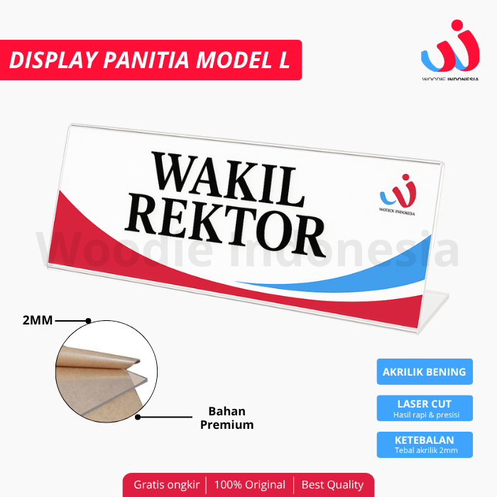 Display Akrilik Nama Panitia / Akrilik Papan Nama Meja Panitia dan Kantor