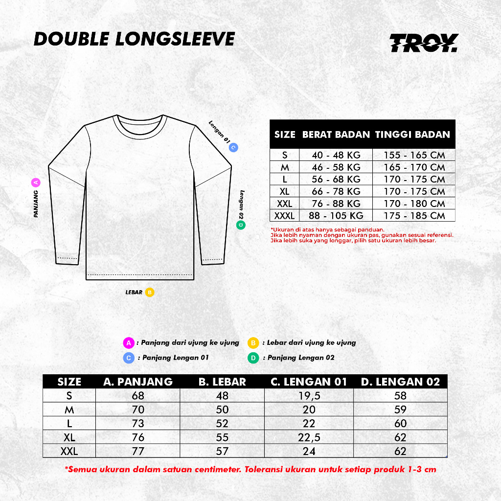 Troy Company Double Sleeve Longsleeve Tshirt Dark Grey Black DID - Kaos Lengan Panjang Abu Gelap Hitam DSD 2449