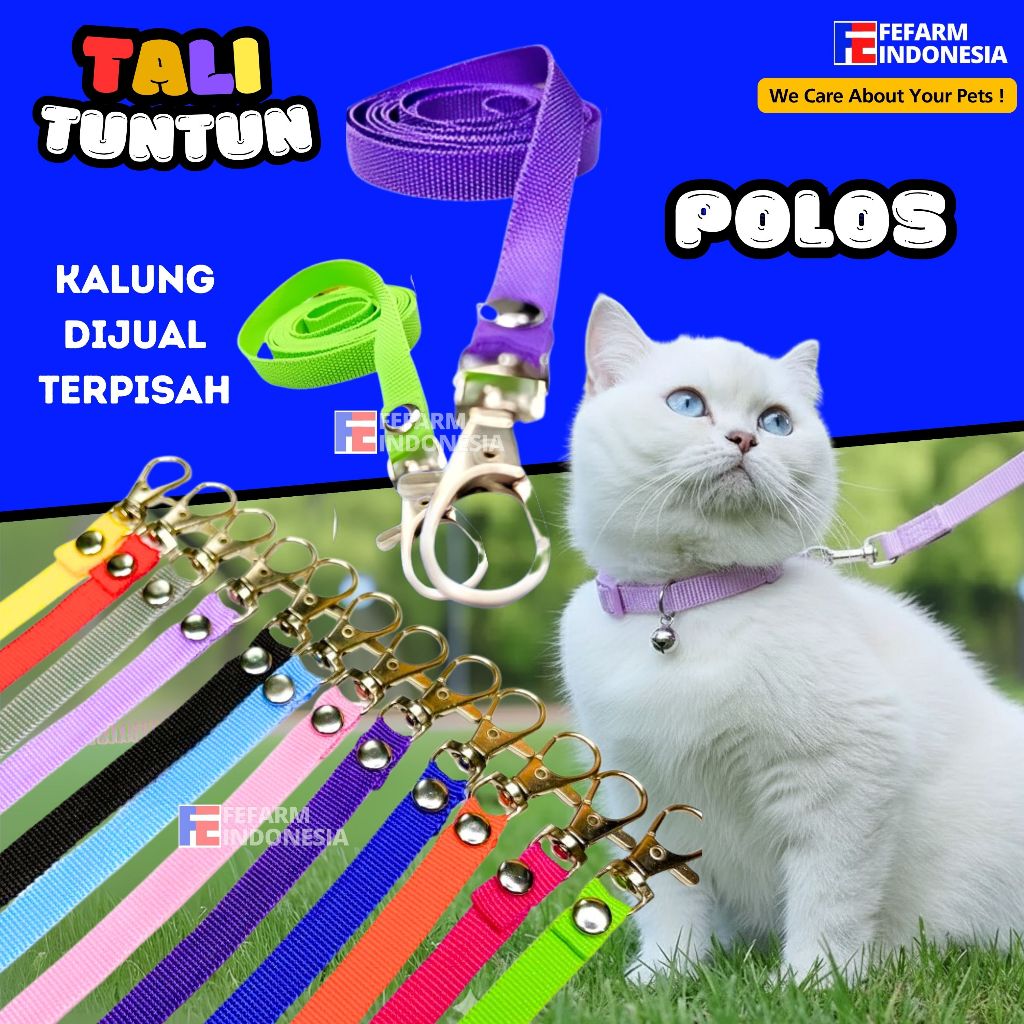 Harness Tali Tuntun Tali Hewan Peliharaan Panjang 120CM Polos FEFARM