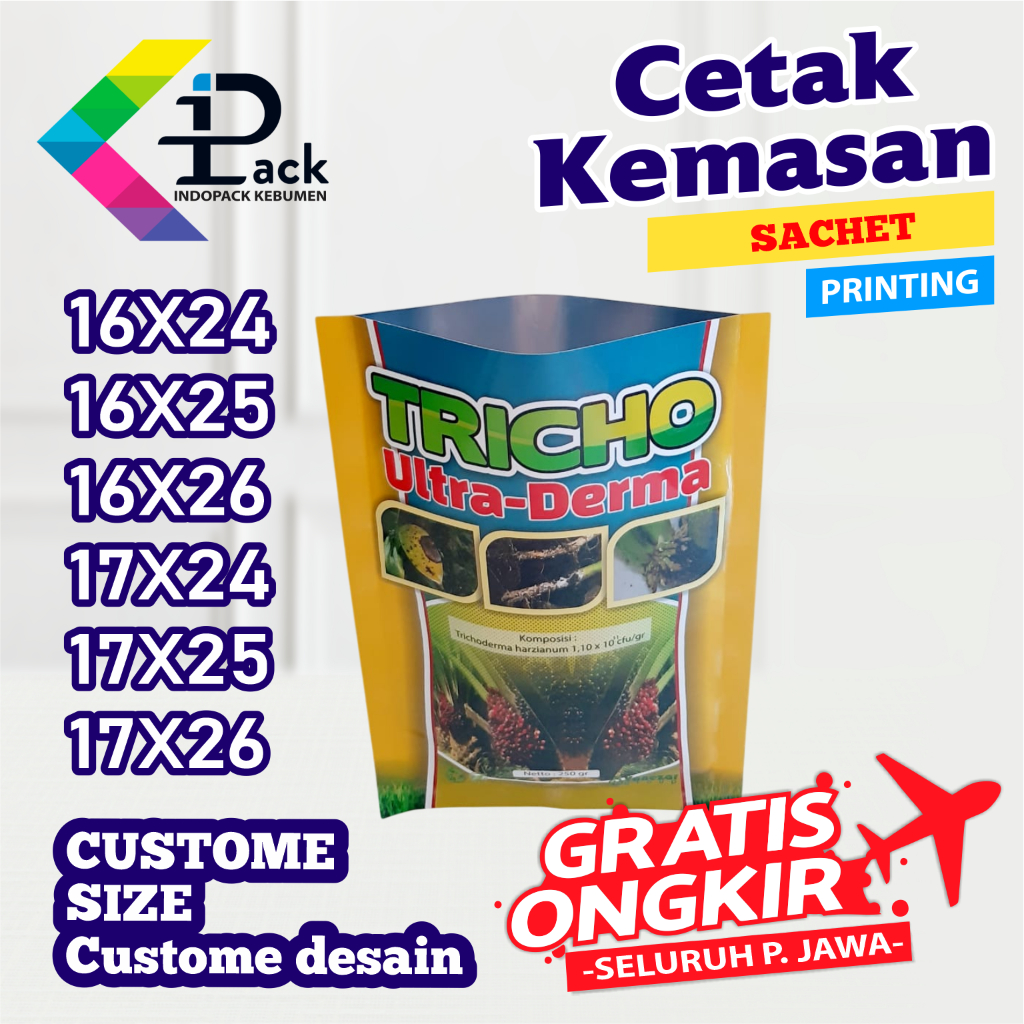 PRINTING SACHET CUSTOM 16X24 16X25 16X26 17X24 17X25 17X26 - PLASTIK KEMASAN ALUMINIUM FOIL/METALIZE