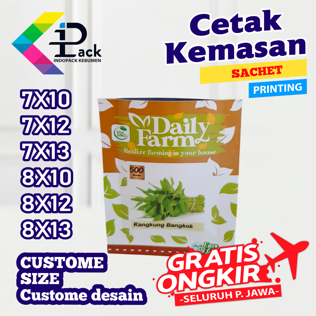 PRINTING SACHET CUSTOM 7X10 7X12 7X13 8X10 8X12 8X13- PLASTIK KEMASAN ALUMINIUM FOIL/METALIZE - PRIN
