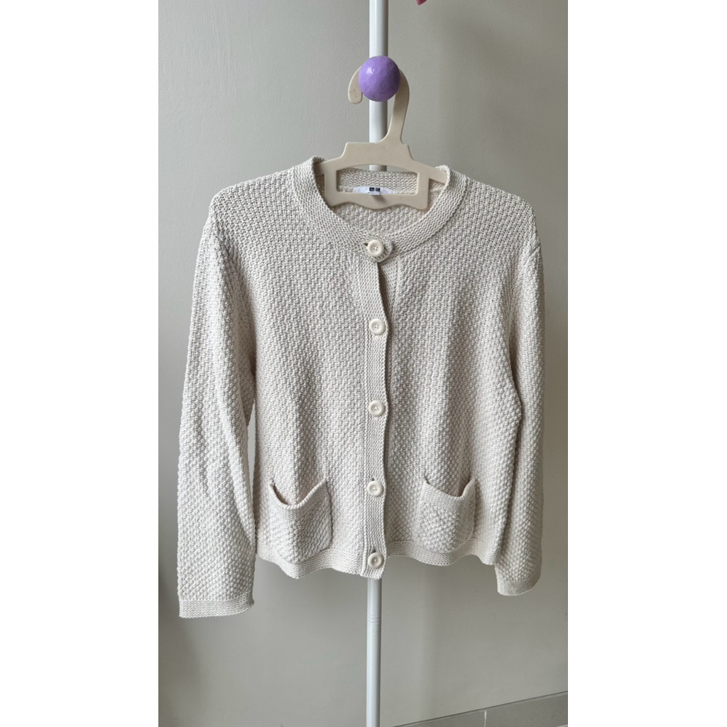 uniqlo cardigan knit broken white