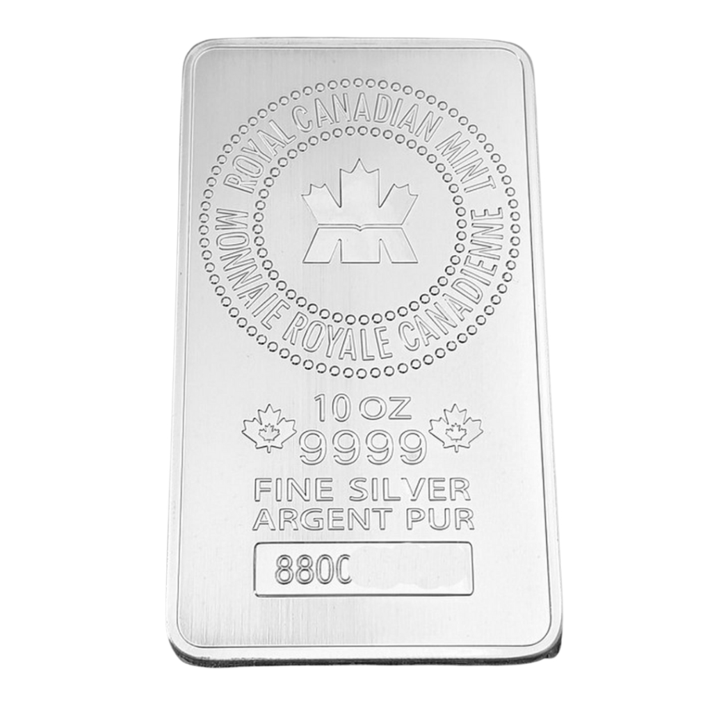 Perak Batangan RCM Silver Bar Murni 10 Troy Oz Murni 9999 - Canada