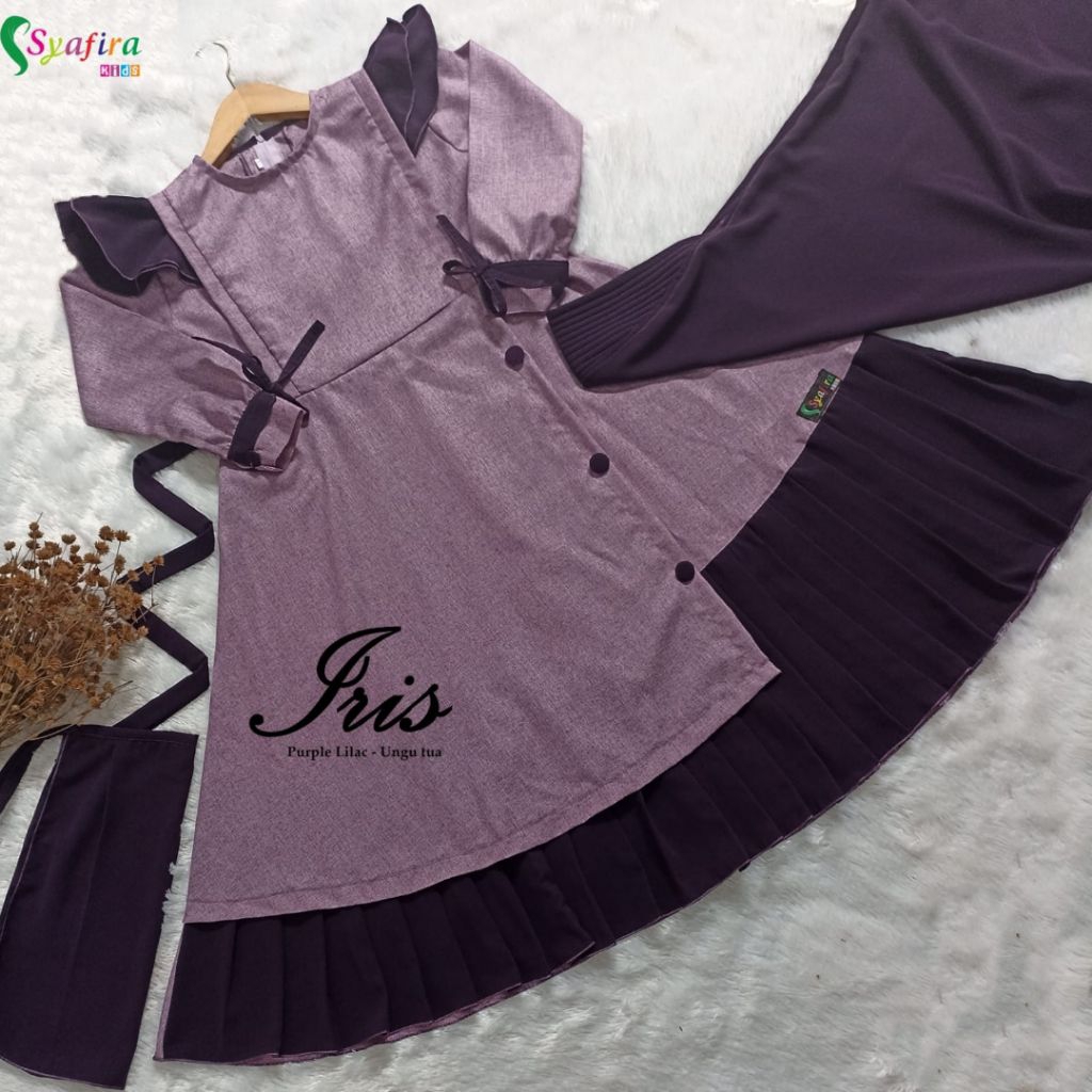 [Syafira Kids] Gamis Muslim Anak Syar'i Set Khimar Cadar Tali Usia 3 tahun sampai Remaja