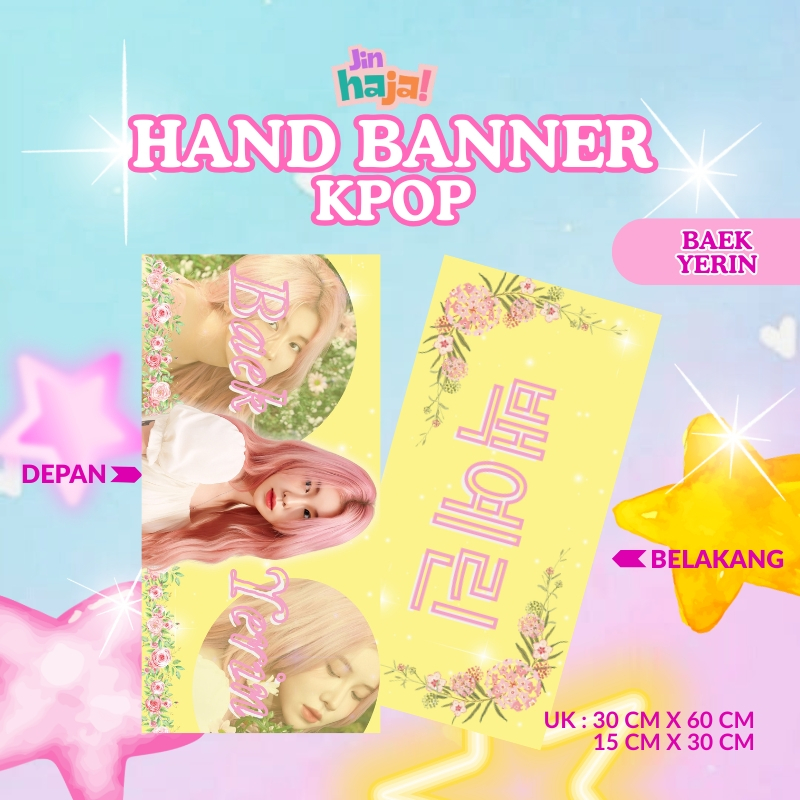 JINHAJA - Hand Banner Kpop Kain Bahan Satin Silky Premium Slogan Handbanner konser BAEK YERIN Custom