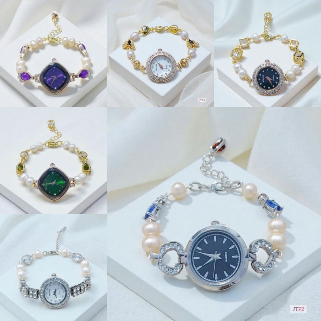 Jam Tangan Mutiara Tawar Rodium Lapis Emas
