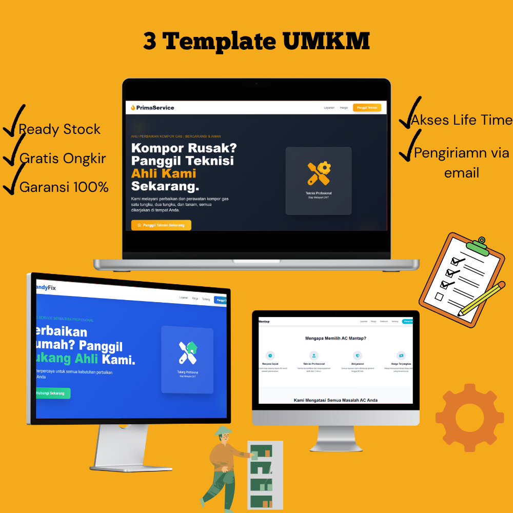 BUNDEL PAKET LENGKAP: Jasa Servis AC + Kompor Gas + Tukang Serba Bisa - Home Service Professional