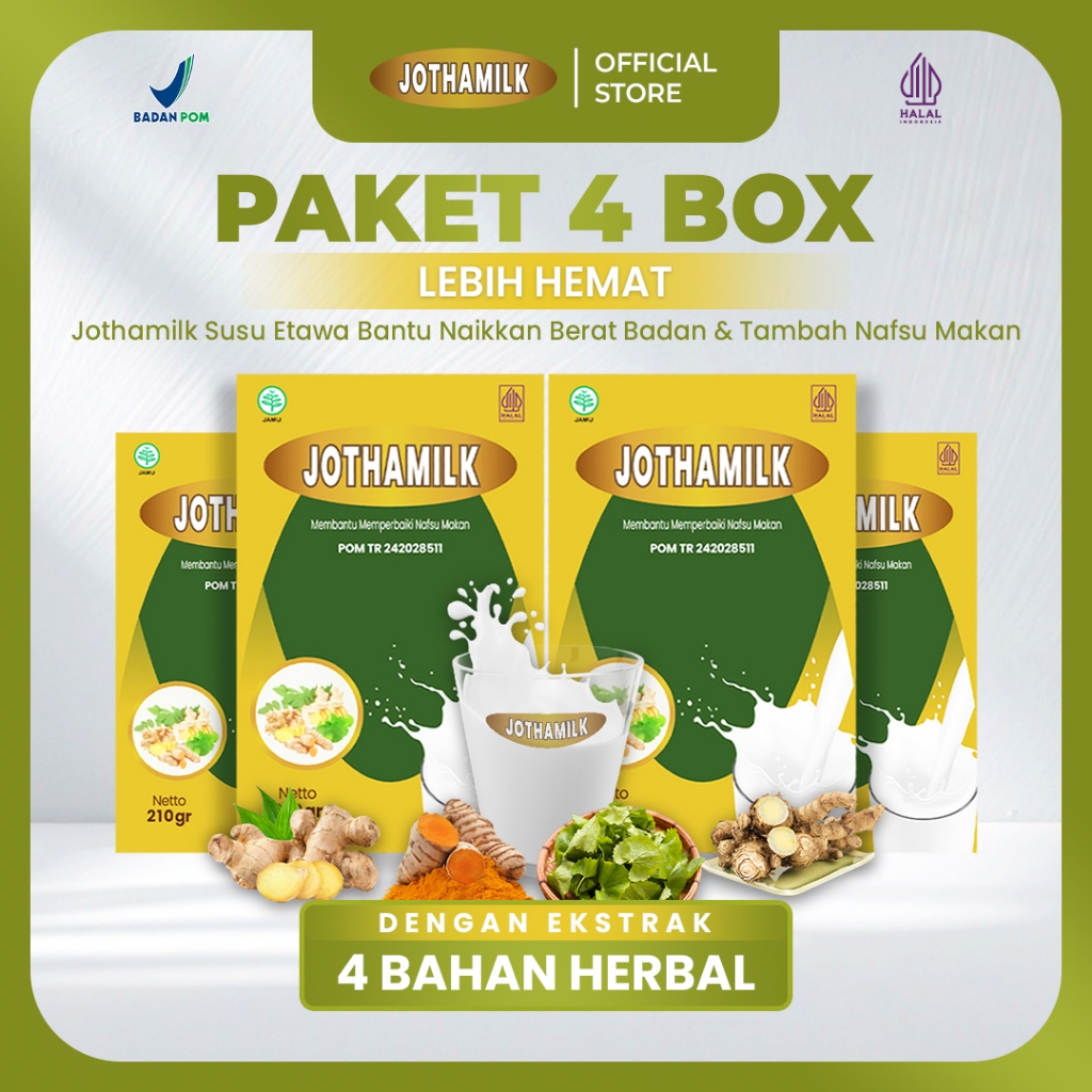 4 Box Susu Jothamilk Etawa Premium | Susu Penggemuk Badan Dewasa | Penambah Berat Badan Pria Wanita 