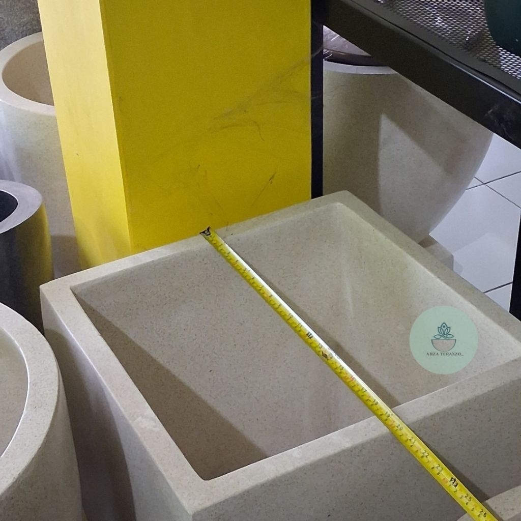 Bak mandi terasso Kotak besar | Standing Handmade Batu Asli