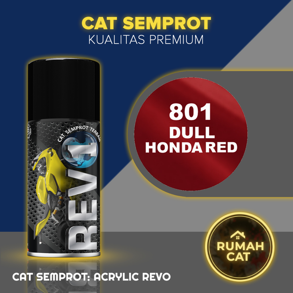 Cat Semprot Acrylic Candy Tone Revo Dull Honda Red / Merah Doff 801 – Pilok Pilox Akrilik