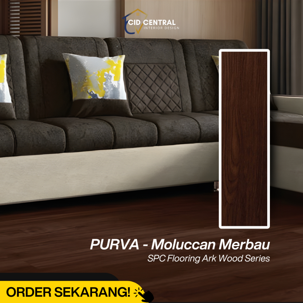 Lantai SPC Purva Motif Kayu Tebal 5mm + 1mm HDPE / SPC Flooring Ark Wood 6mm / PURVA - Moluccan Merb