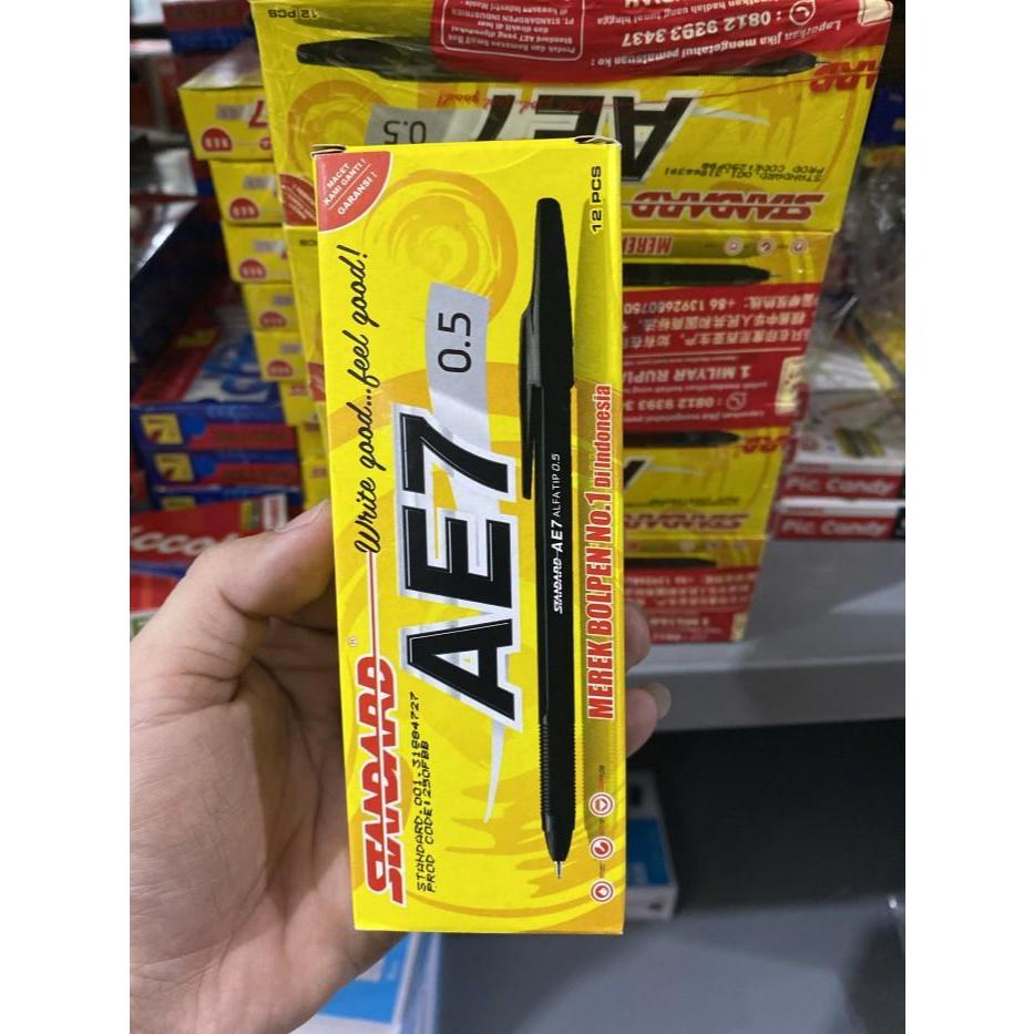 Ballpoint / Bolpen / Pulpen Standart AE7 Hitam 1pack Isi 12