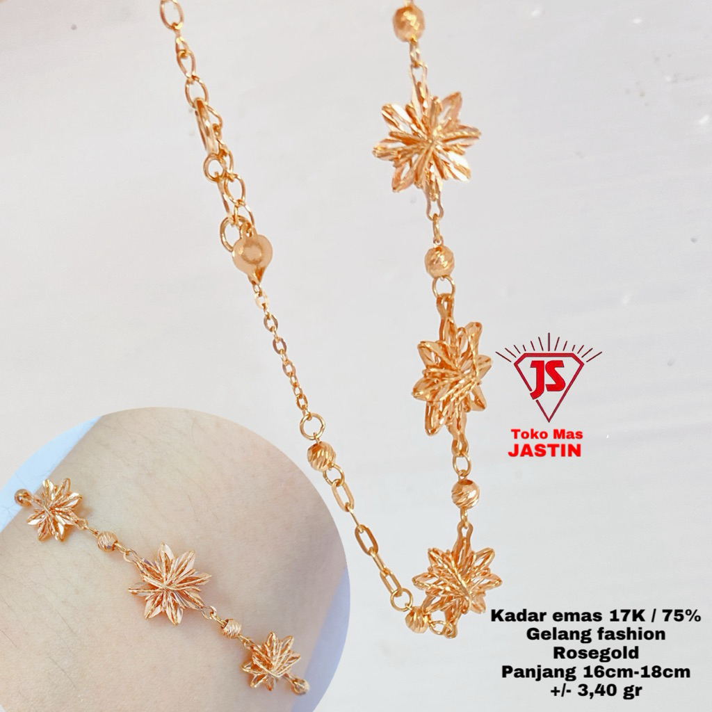 gelang new fashion rosegold AU750 kadar 17k/750