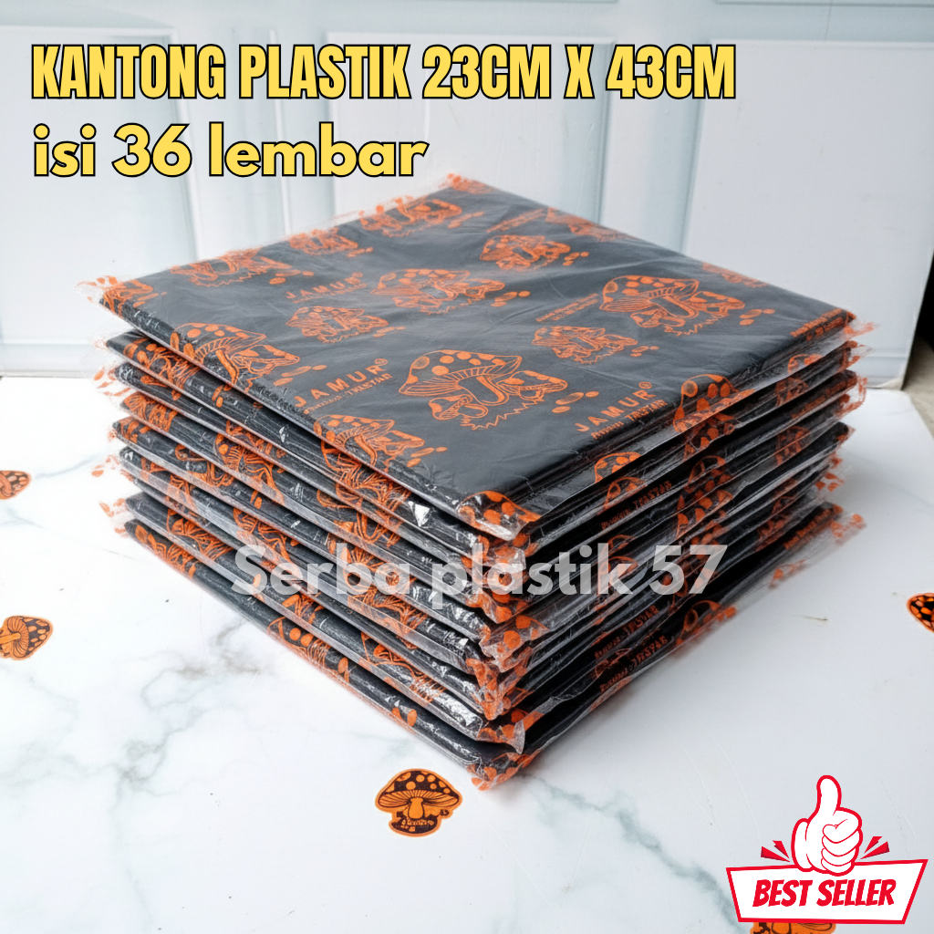 KRESEK kantong plastik jamur / kresek berkat / kresek wakul hajatan 23cm x 44cm isi 36 lembar