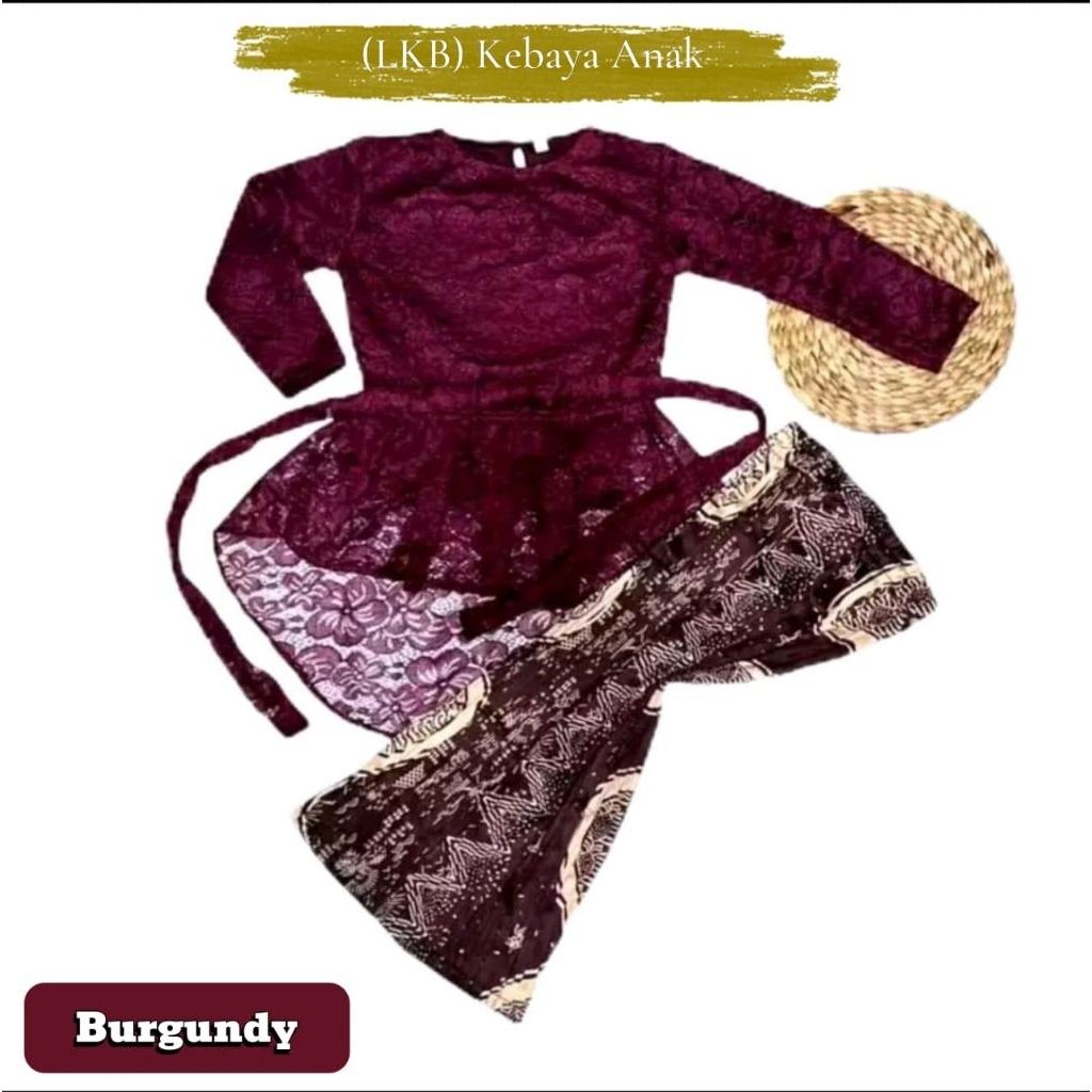 (gp) setelan kebaya anak perempuan model gotik plisket brokat premium cocok untuk usia 3-14tahun