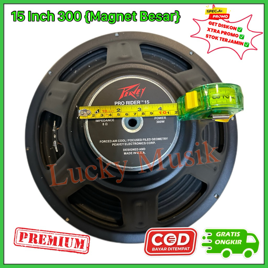 Speaker Component Peavey Pro rider 15 Inch 300 Watt mid low 8 ohm magnet Besar speaker 15 inch 300 w