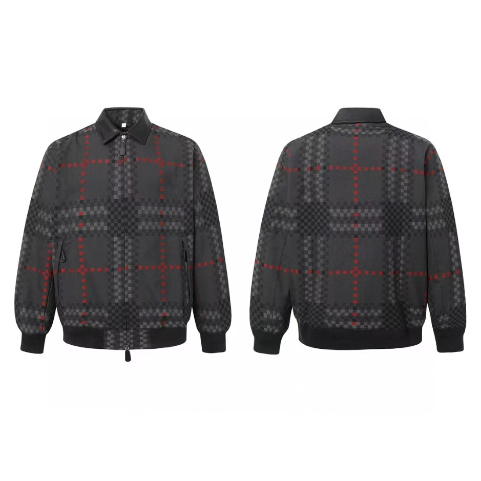 23FW Pixel Wool Blend Harrington Leather Jacket