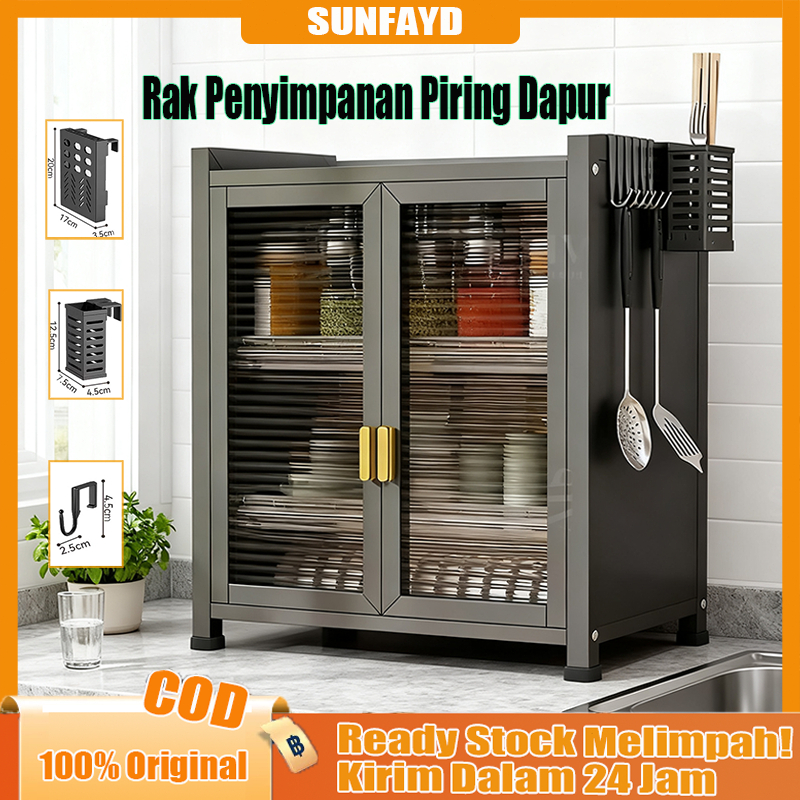 COD Rak Piring Tertutup Kabinet Dapur 2/3 Susun/ Lemari Piring Minimalis - Tempat Penyimpanan Piring