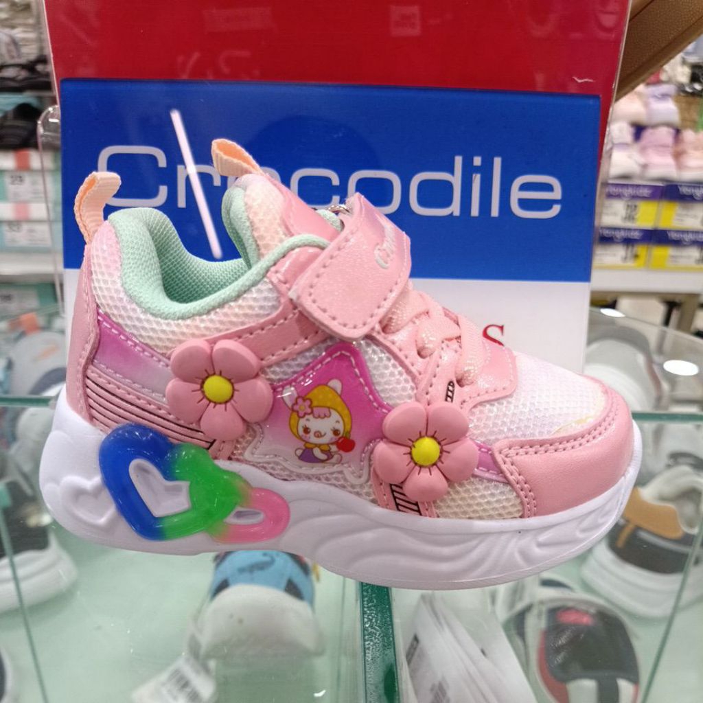 sepatu nyala LED crocodile anak perempuan size 22 -28