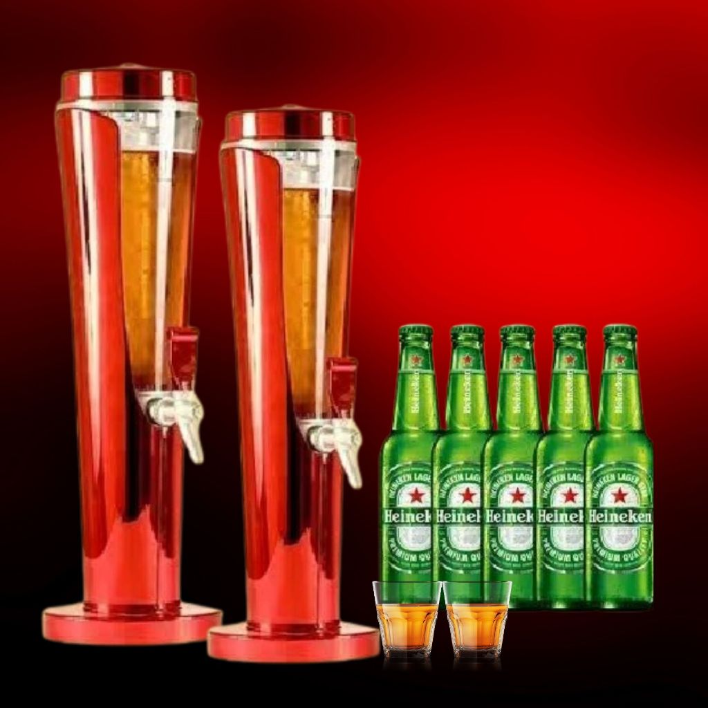 BERGARANSI Botol Tower Dispenser Bir & Minuman 3L – Ala Tower Heineken, Dingin Lebih Lama dengan Ice