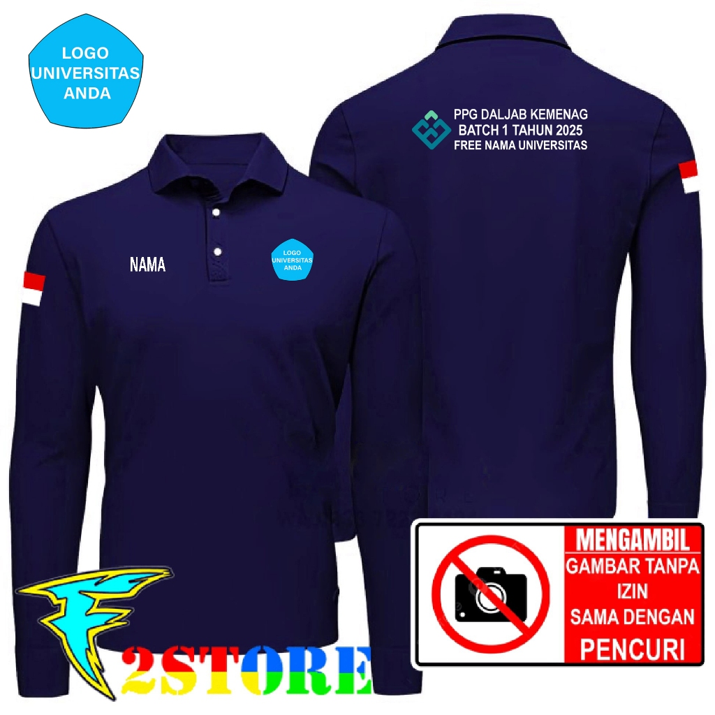 Kaos Kerah Model Baju Kerah PPG DALJAB KEMENAG BATCH 1 TAHUN 2025 FREE NAMA UNIVERSITAS Kaos Wangky 