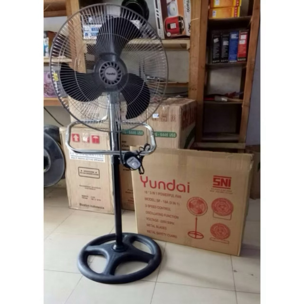 Kipas angin besi Yundai 18 inch 3in1 Berdiri / Dinding / Lantai. Stand wall floor fan