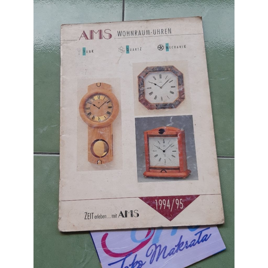 buku jam dinding jam meja jam hias AMS WOHNRAUM-UHREN tahun 1994/95 jadul lawas lama