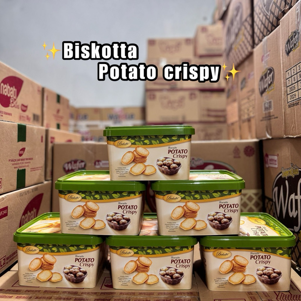POTATO CRISPY 1 DUS [ISI 6 PCS] POTATO CRISPY KEMASAN KALENG DAN TIMBA JAJAN LEBARAN PARCEL LEBARAN