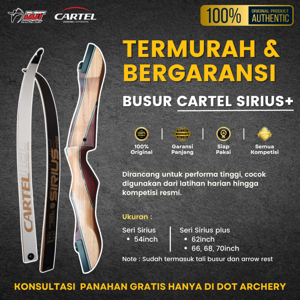 Paket Busur Panahan | Bowset Cartel Sirius Plus Original Full Set |  Standar Latihan & Pemula