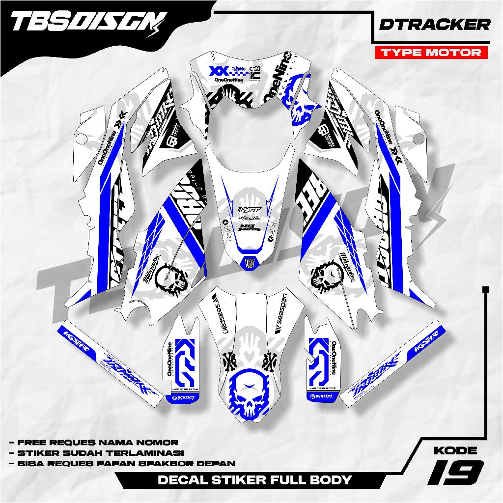 DECAL DTRACKER 150 FULL BODY - STIKER DTRACKER - DECAL DTRACKER FULL BODY PUTIH