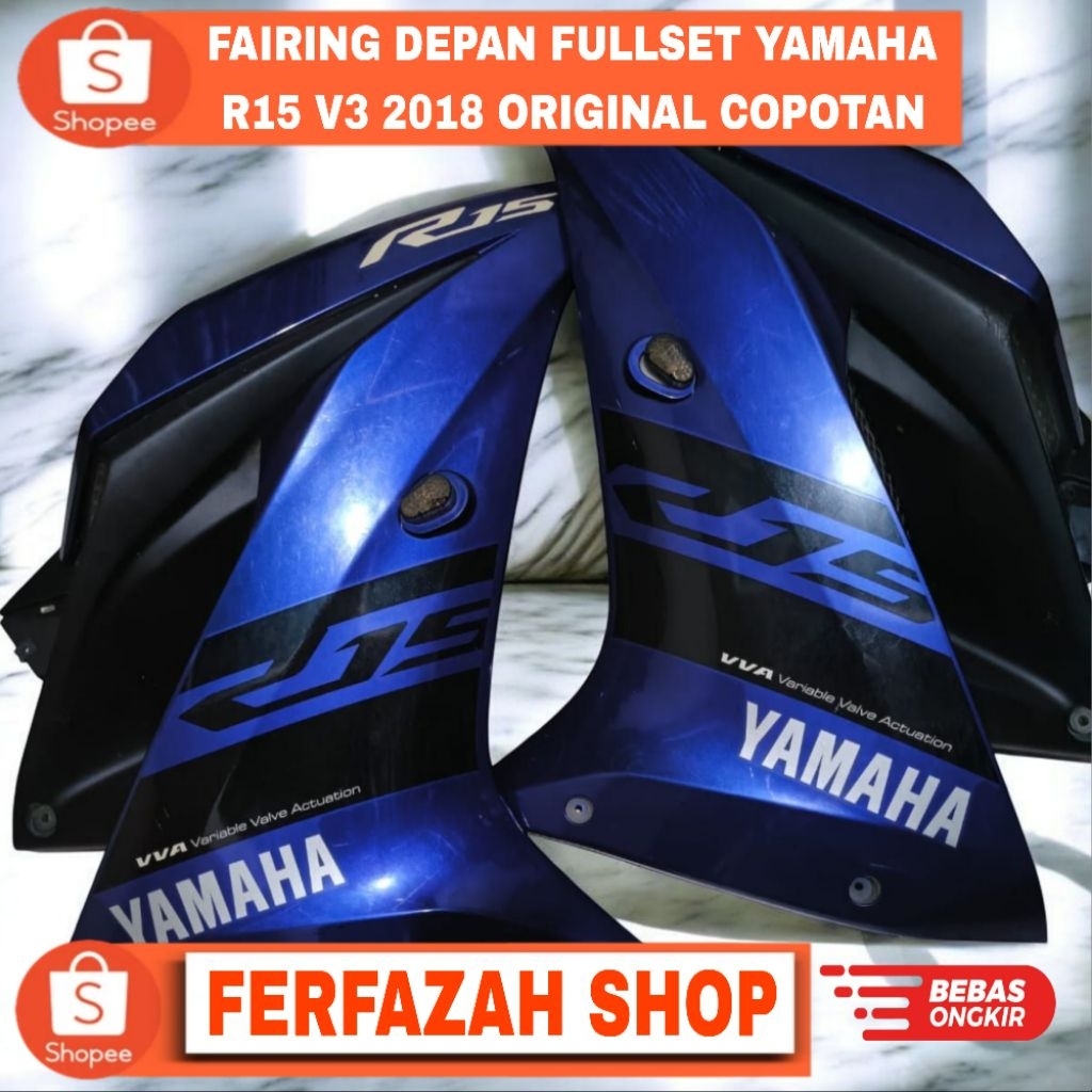 FERFAZAH SHOP | FAIRING DEPAN FULLSET R15 V3 2018 ORI COPOTAN | SAYAP SAMPING KANAN KIRI R15 V3 ORI 