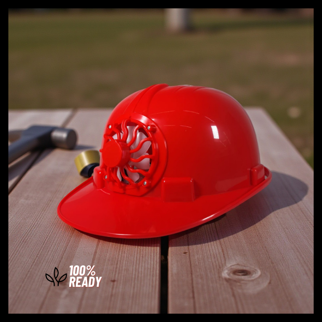 Helm Proyek Safety Kipas Angin (MERAH) / Helm Safety Proyek