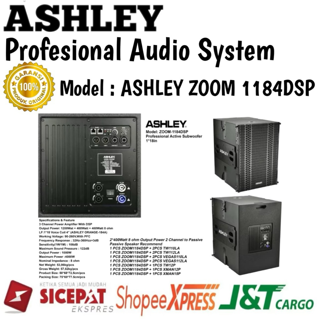 Subwoofer Aktif Ashley Zoom 1184dsp Original Subwoofer aktif ashley 18inch