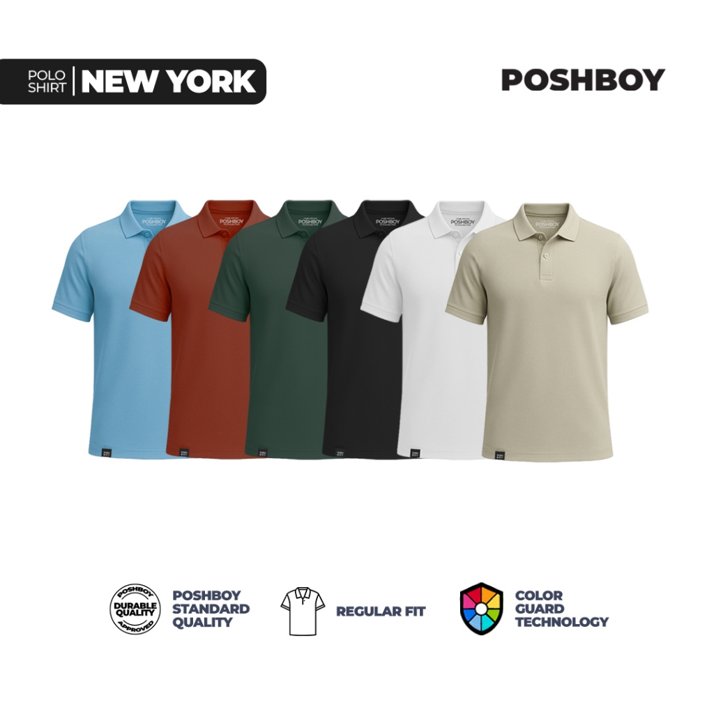 POSHBOY Basic Polo Shirt New York - Polo Shirt Pria Lengan Pendek