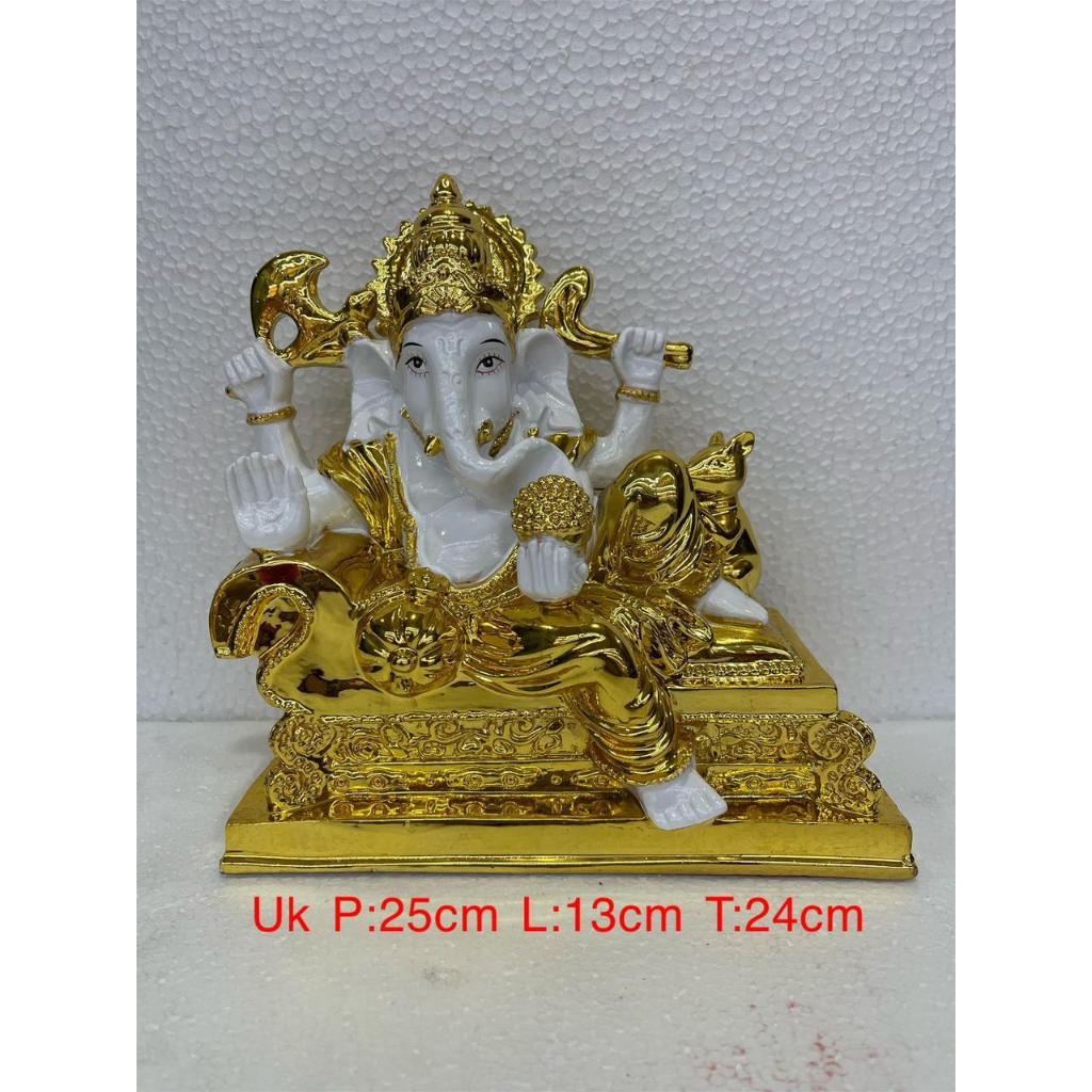 Pajangan gajah emas putih uk 25 cm 10 inci fiber mas