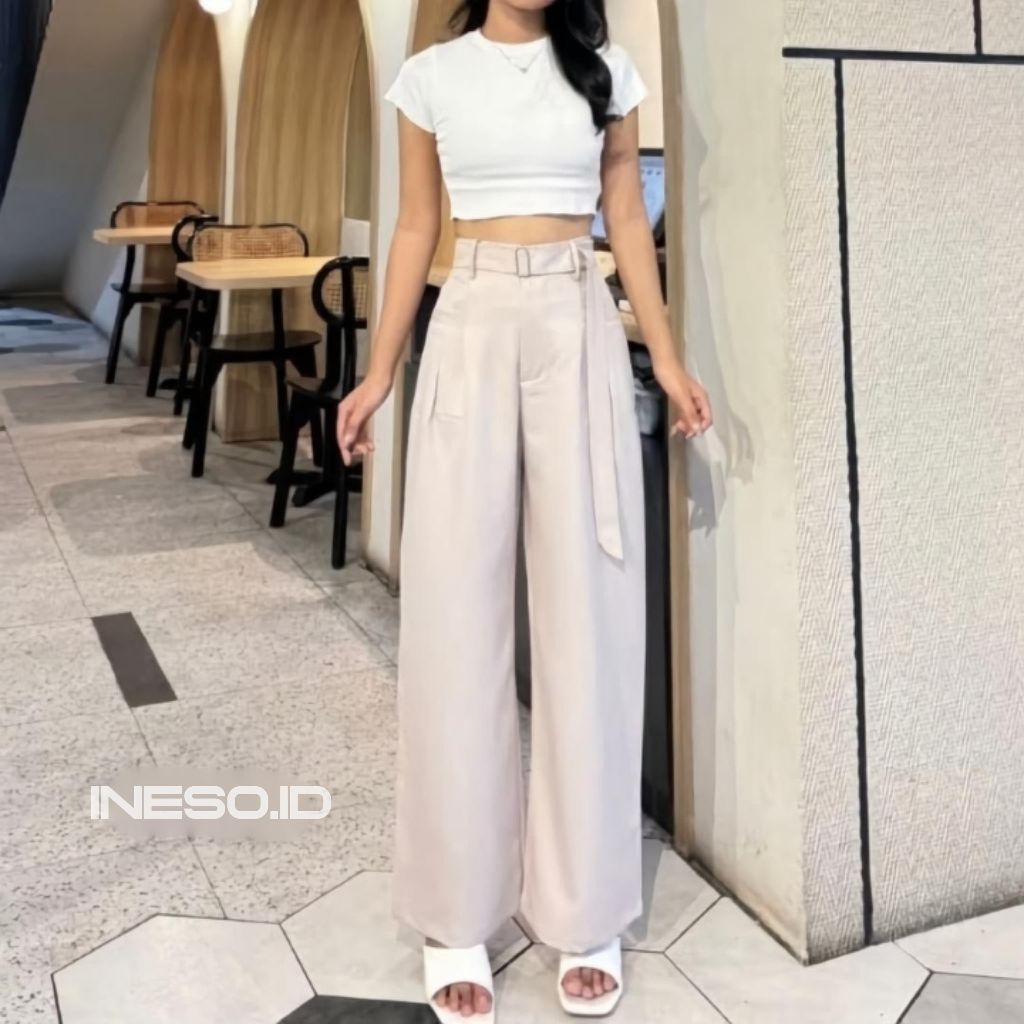 OBI PANTS - losse pants highwaist - obi pants celana highwaist - celana wanita - loose pants panjang