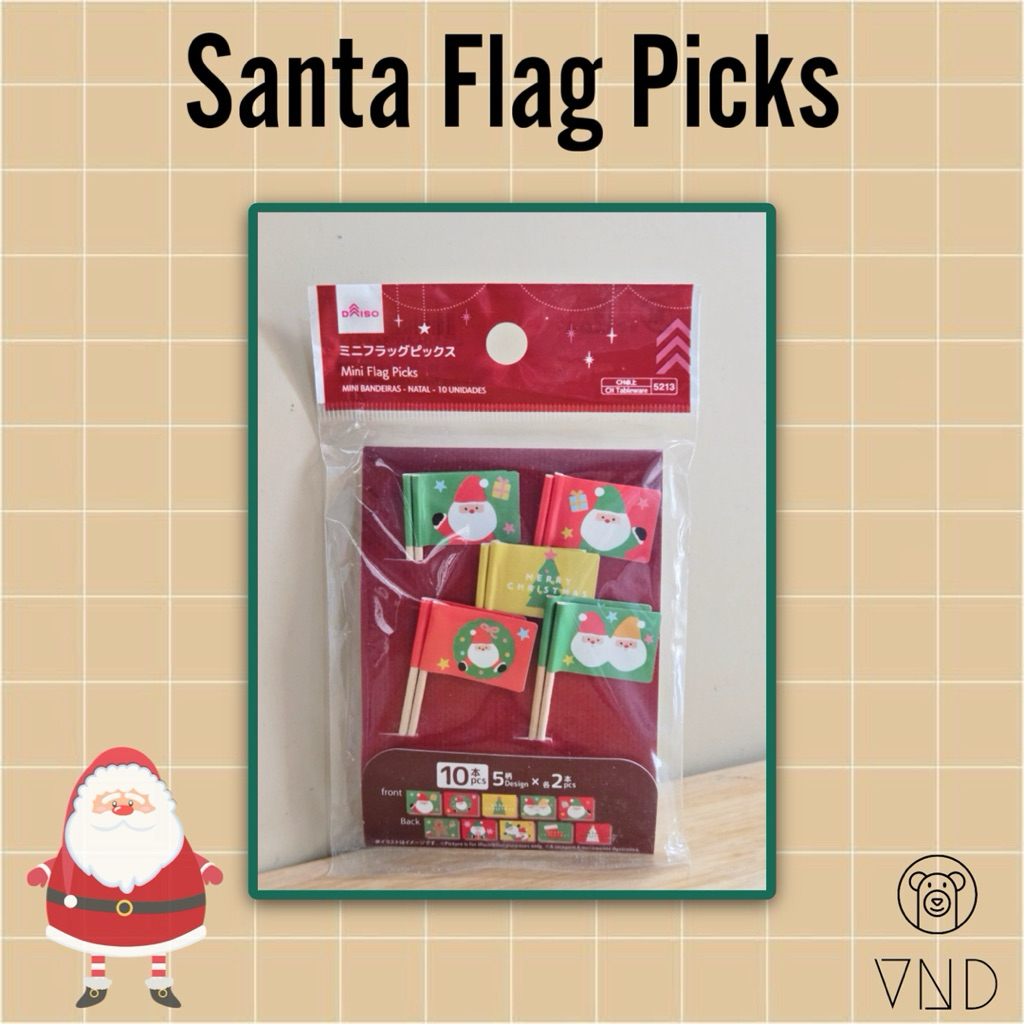 Santa Flag Picks ORI Japan/ Bento Picks/ Cupcake Topper