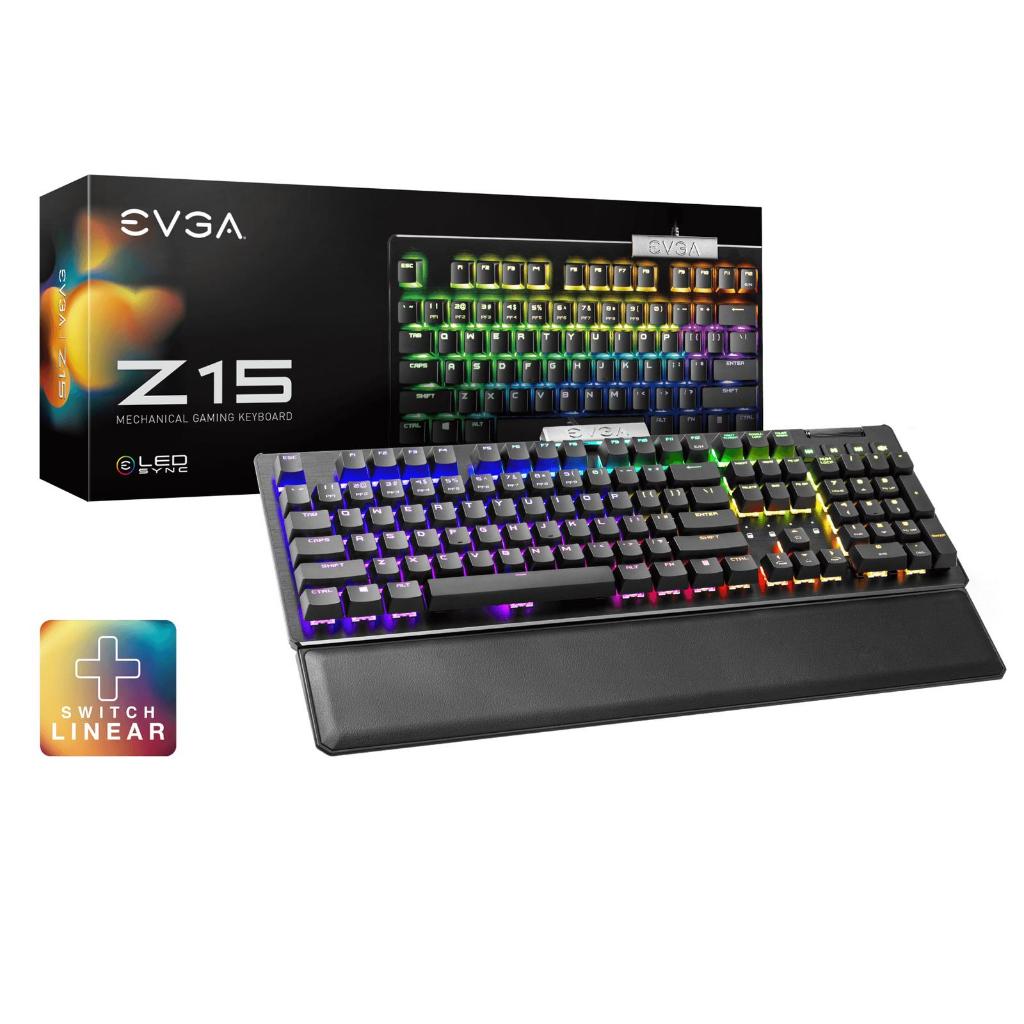 EVGA Z15 RGB MECHANICAL GAMING KEYBOARD BACKLIT LED LINEAR SWITCHES