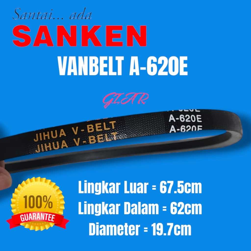 VANBELT MESIN CUCI SANKEN A-620E VBELT V-BELT JIHUA A620E A 620 E FANBELT 620