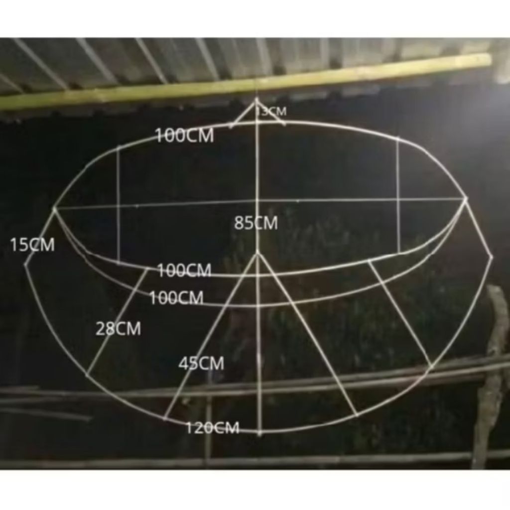 Mentahan kerangka layangan pegon ceper 1 meter